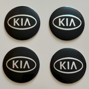 4 pcs (Set) 56mm - 2.20inch Black Kia Wheel Center Hub Caps Stickers