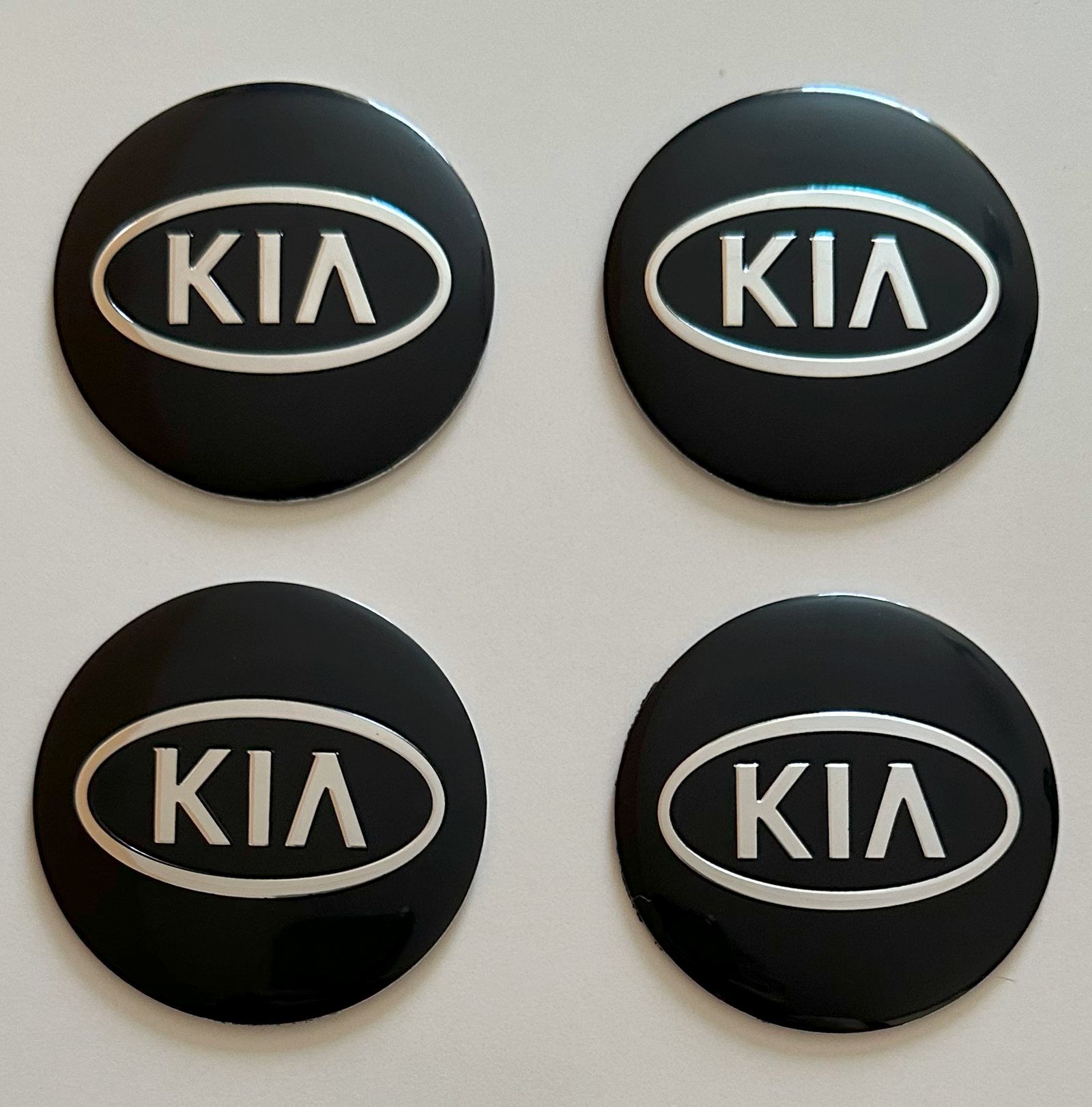 4 pcs (Set) 56mm - 2.20inch Black Kia Wheel Center Hub Caps Stickers