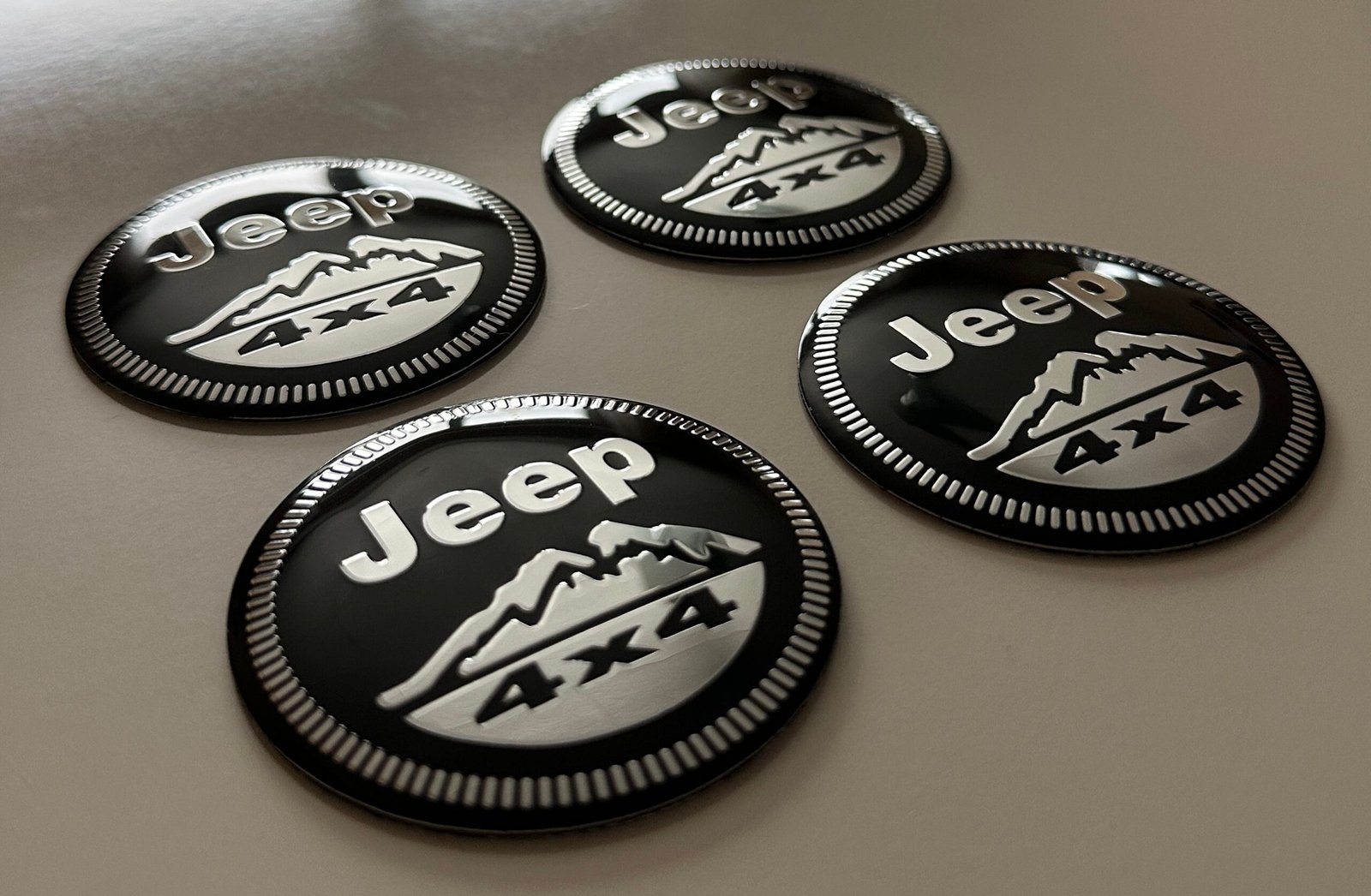 4 pcs (Set) 56mm - 2.20inch Black Jeep 4x4 Wheel Center Hub Caps Stickers - Image 2