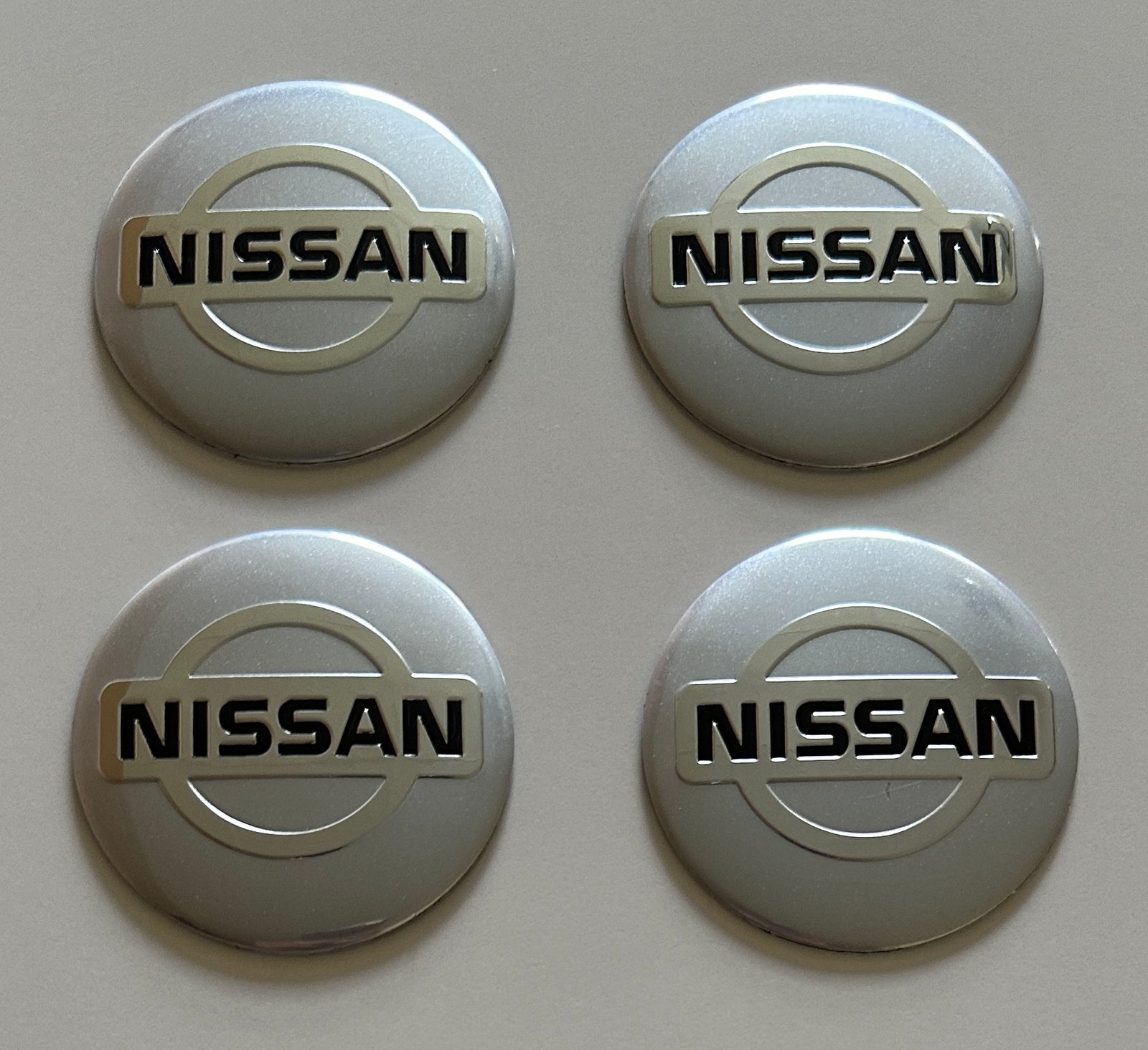 4 pcs (Set) 56mm - 2.20inch Silver Nissan Wheel Center Hub Caps Stickers