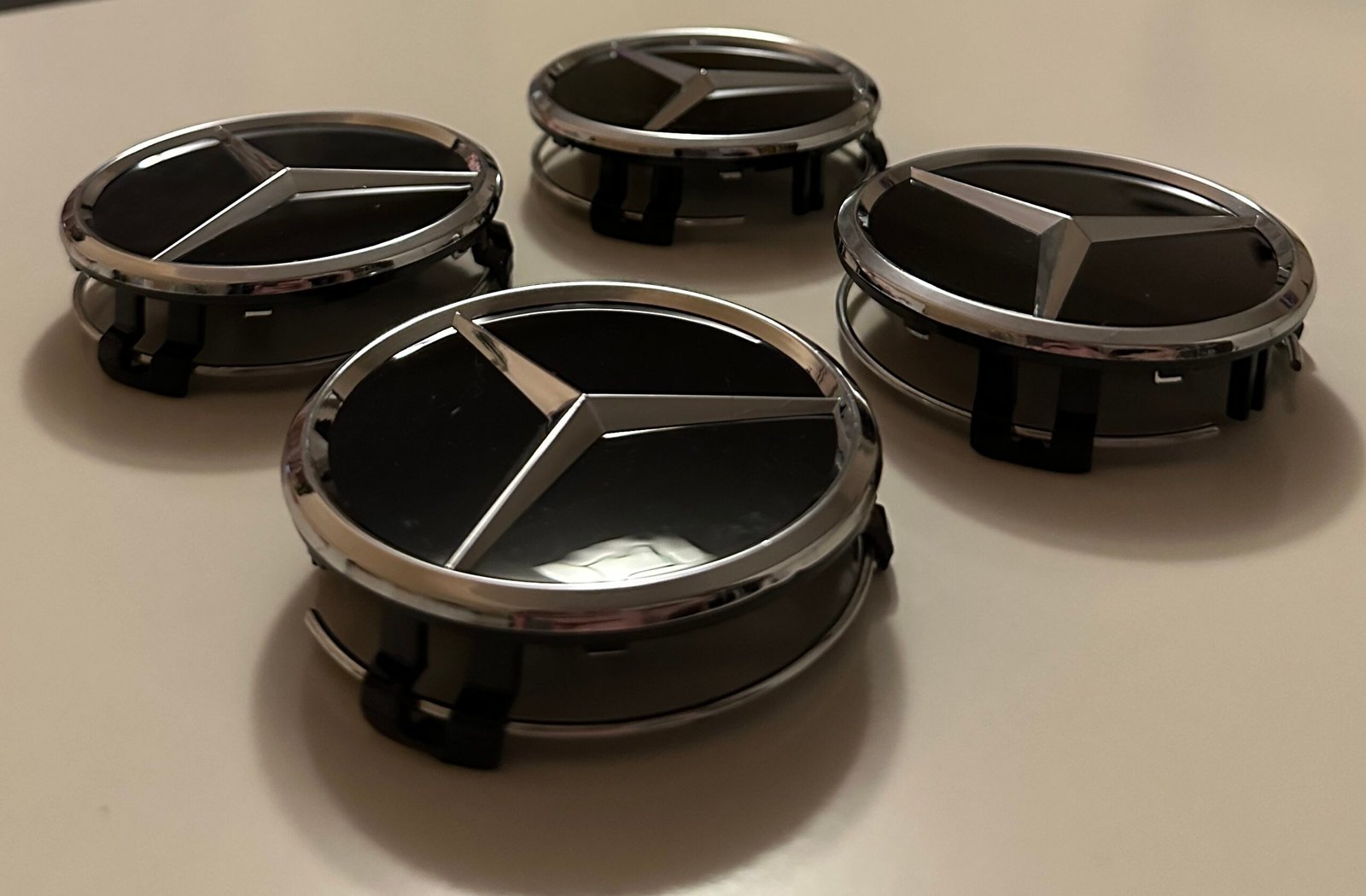 4 pcs (Set) 75mm - 2.95inch Black Mercedes Benz Star Logo Wheel Center Hub Caps - Image 2