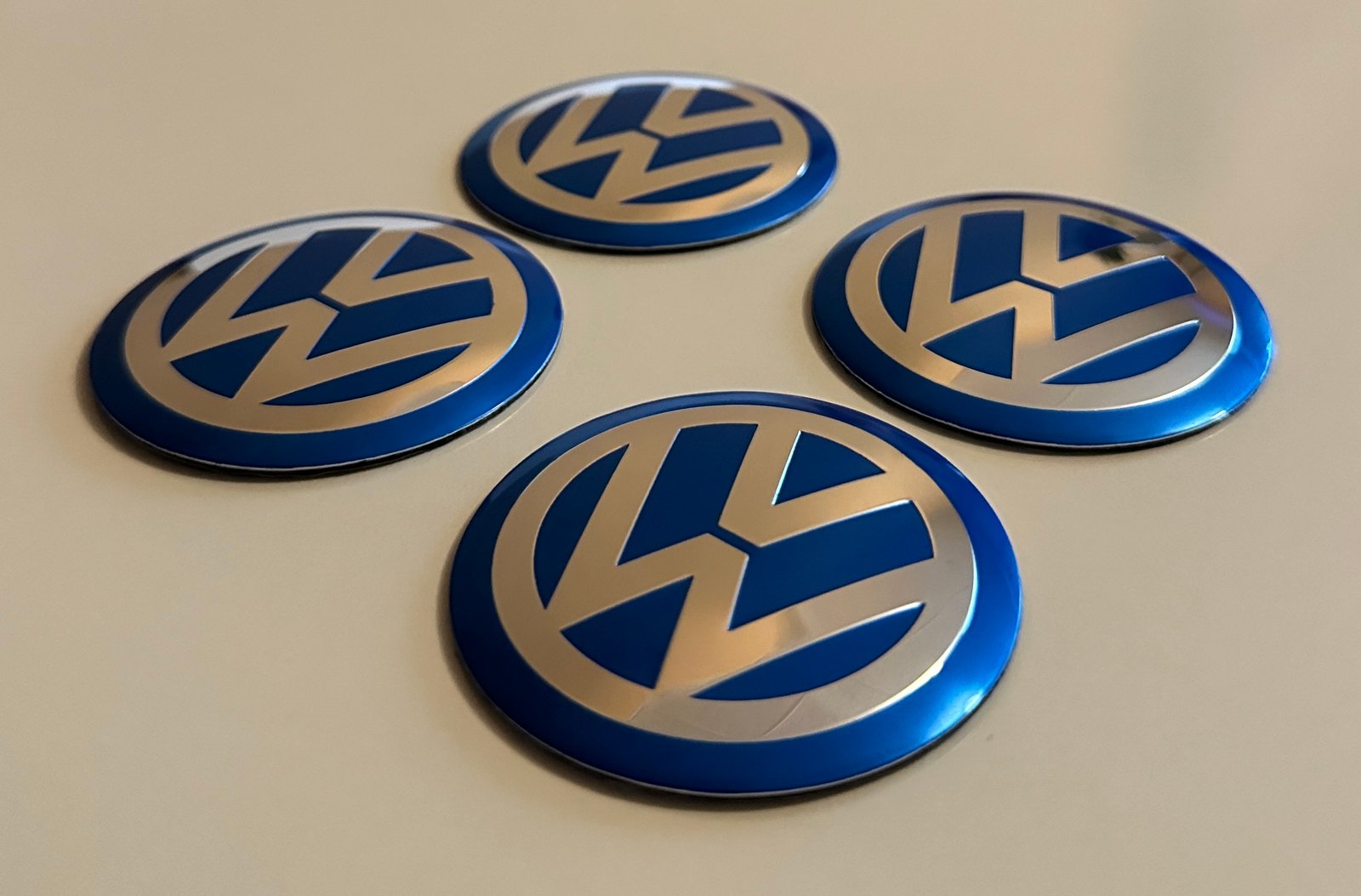 4 pcs (Set) 56mm - 2.20inch Blue Volkswagen Wheel Center Hub Caps Stickers - Image 3