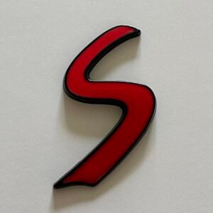 1 pcs S Emblem Sticker for Mini Cooper 68x30mm Red & Black
