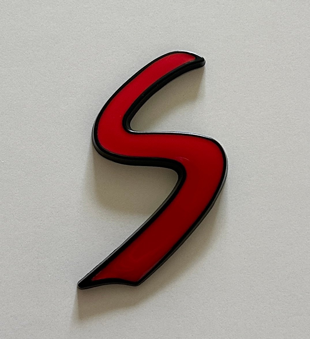 1 pcs S Emblem Sticker for Mini Cooper 68x30mm Red & Black