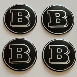 4 pcs (Set) 65mm - 2.56inch Black BRABUS Wheel Center Hub Caps Stickers
