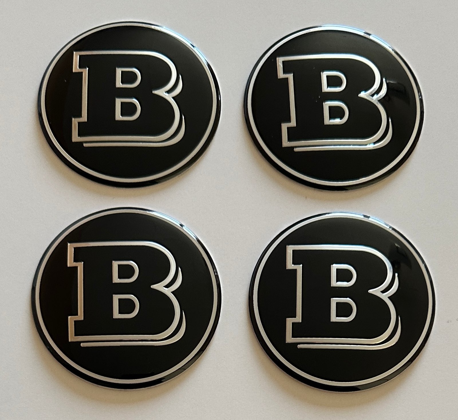 4 pcs (Set) 65mm - 2.56inch Black BRABUS Wheel Center Hub Caps Stickers