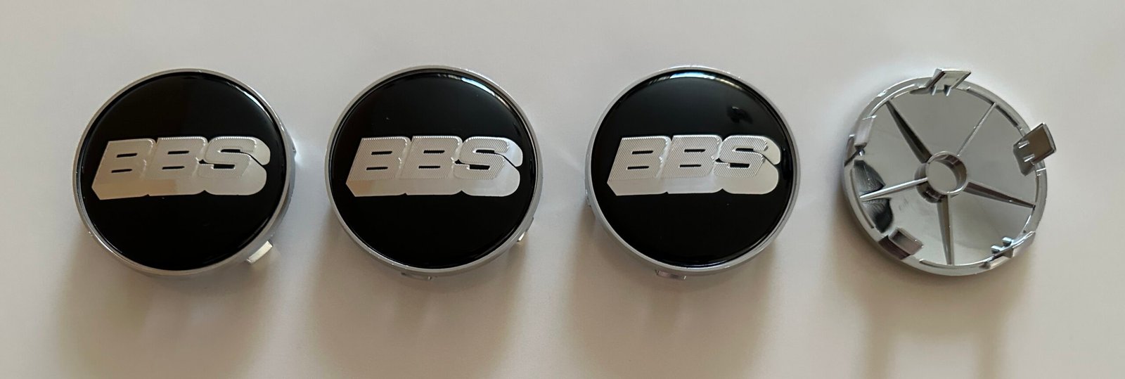 4 pcs (Set) 68mm - 2.68inch Black & Silver BBS Wheel Center Hub Caps - Image 4