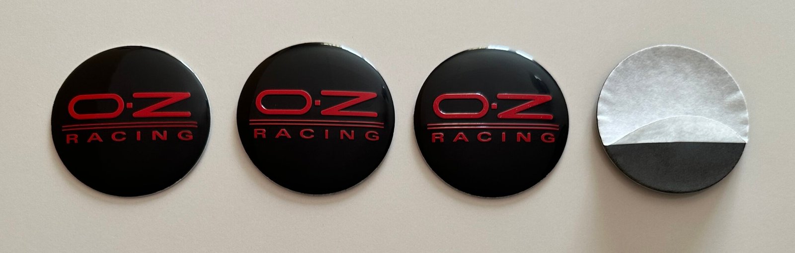 4 pcs (Set) 56mm - 2.20inch Black & Red OZ Racing Wheel Center Hub Caps Stickers - Image 5