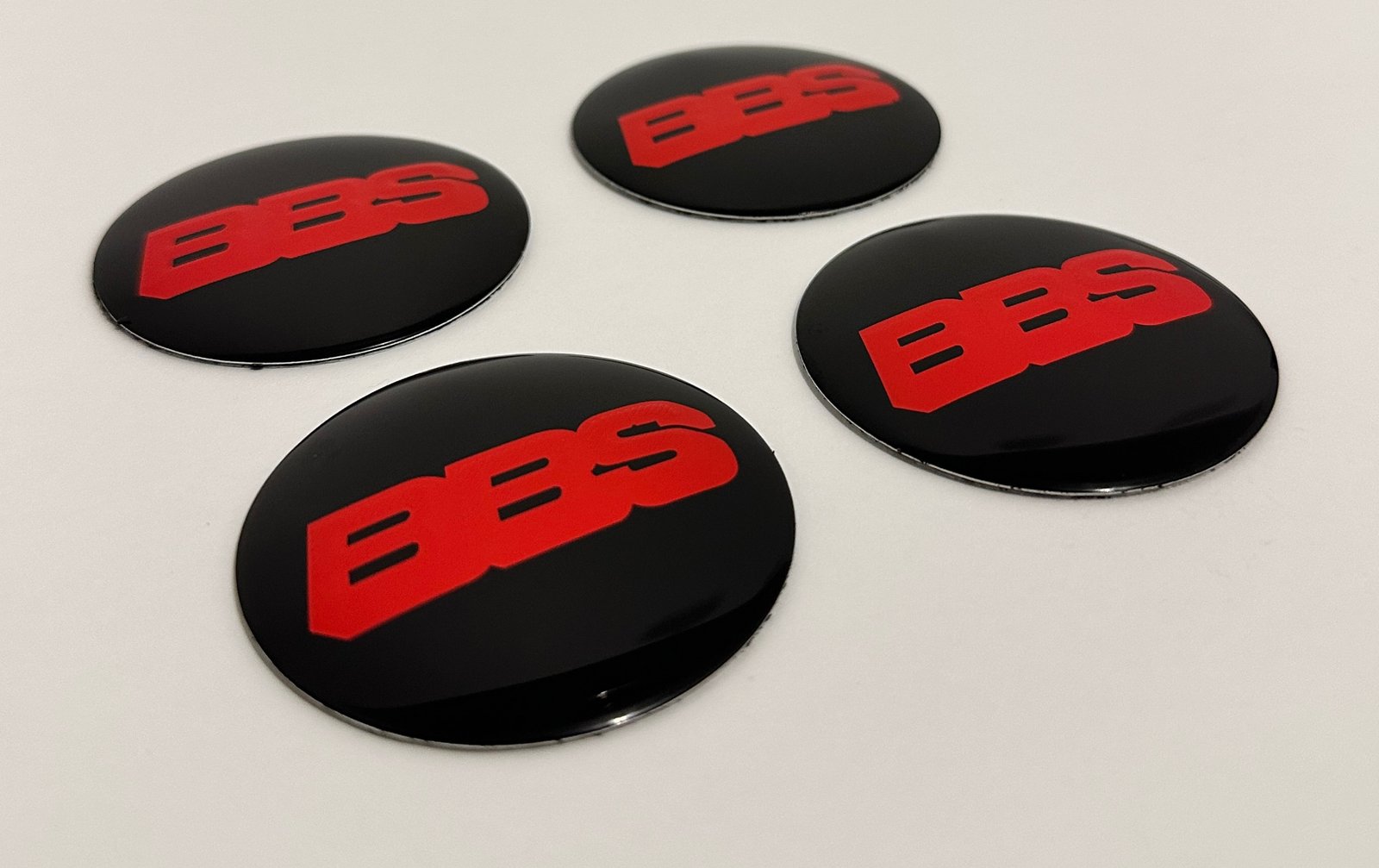 4 pcs (Set) 56mm - 2.20inch Black & Red BBS Wheel Center Hub Caps Stickers NOT EPOXY - Image 2