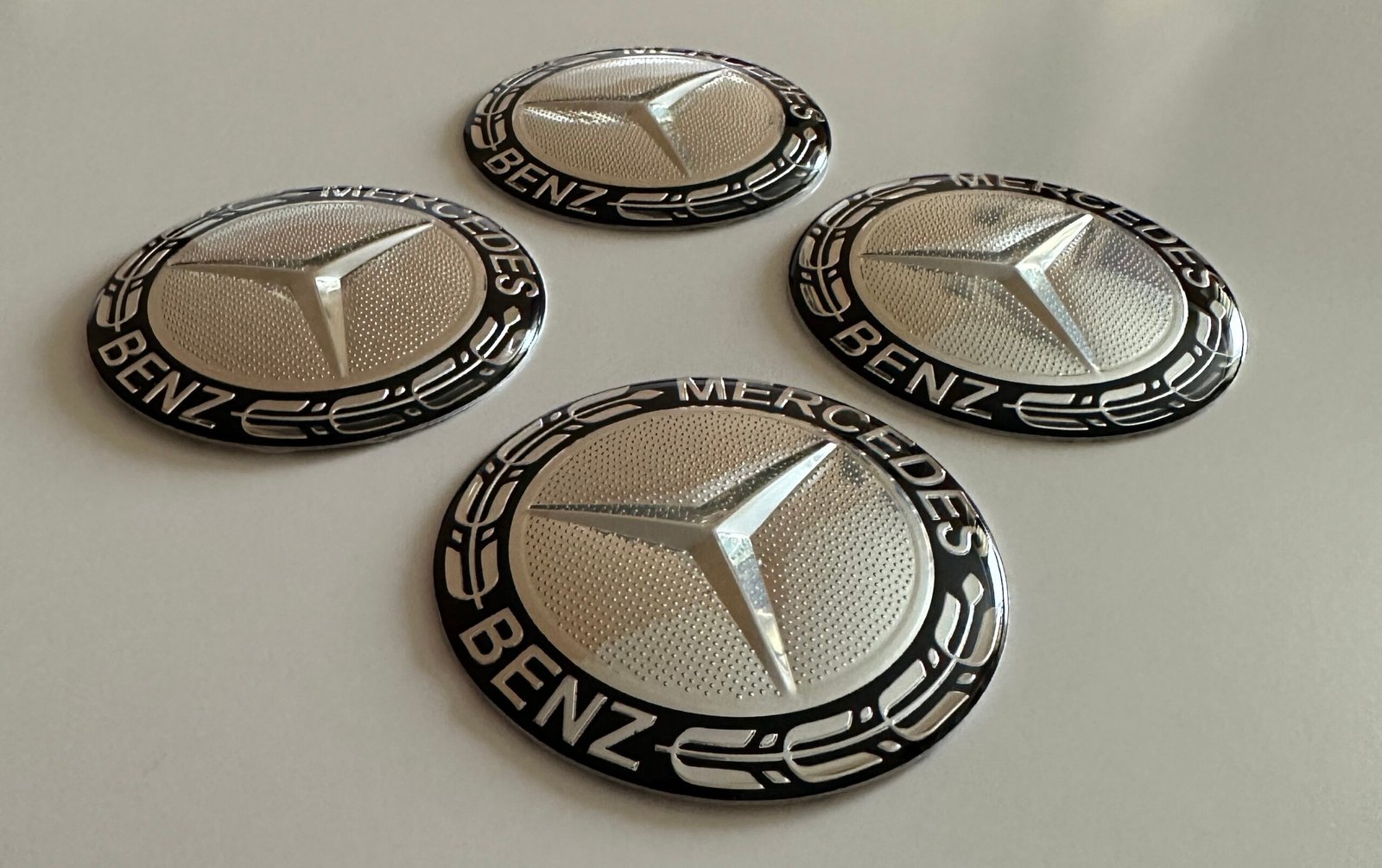 4 pcs (Set) 65mm - 2.56inch Silver & Black Mercedes Benz Wheel Center Hub Caps Stickers - Image 5