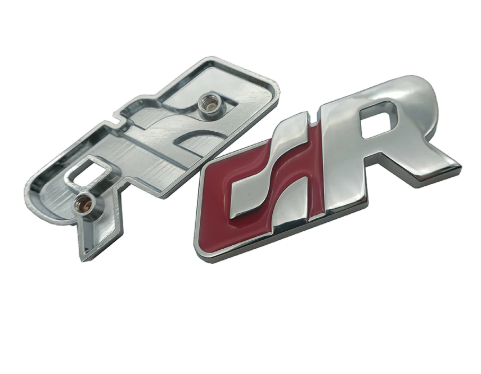 1 pcs Silver & Red Volkswagen GR Emblem Sticker Metal - Image 3