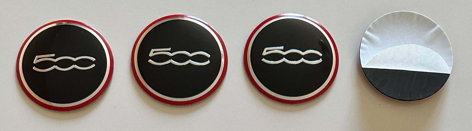 4 pcs (Set) 56mm - 2.20inch Black & Red Fiat 500 Wheel Center Hub Caps Stickers - Image 5