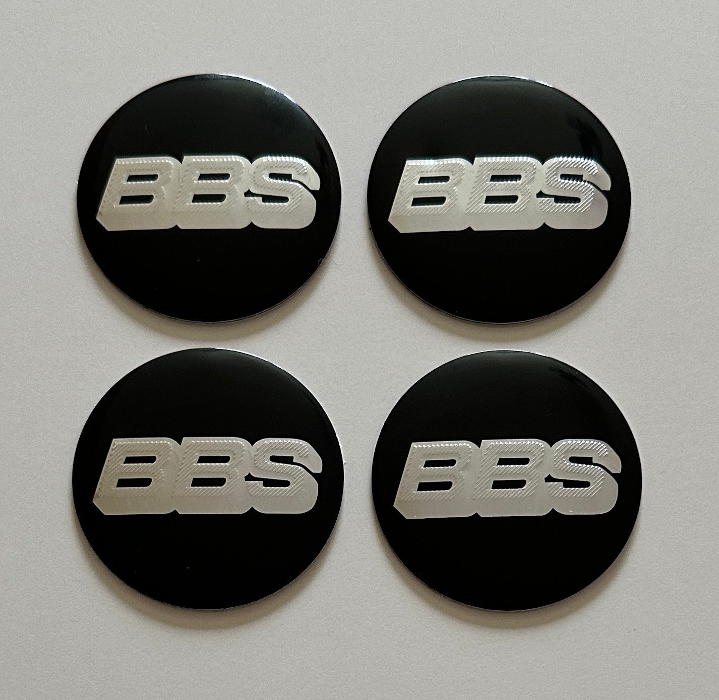 4 pcs (Set) 65mm - 2.56inch Black & Silver BBS Wheel Center Hub Caps Stickers NOT EPOXY