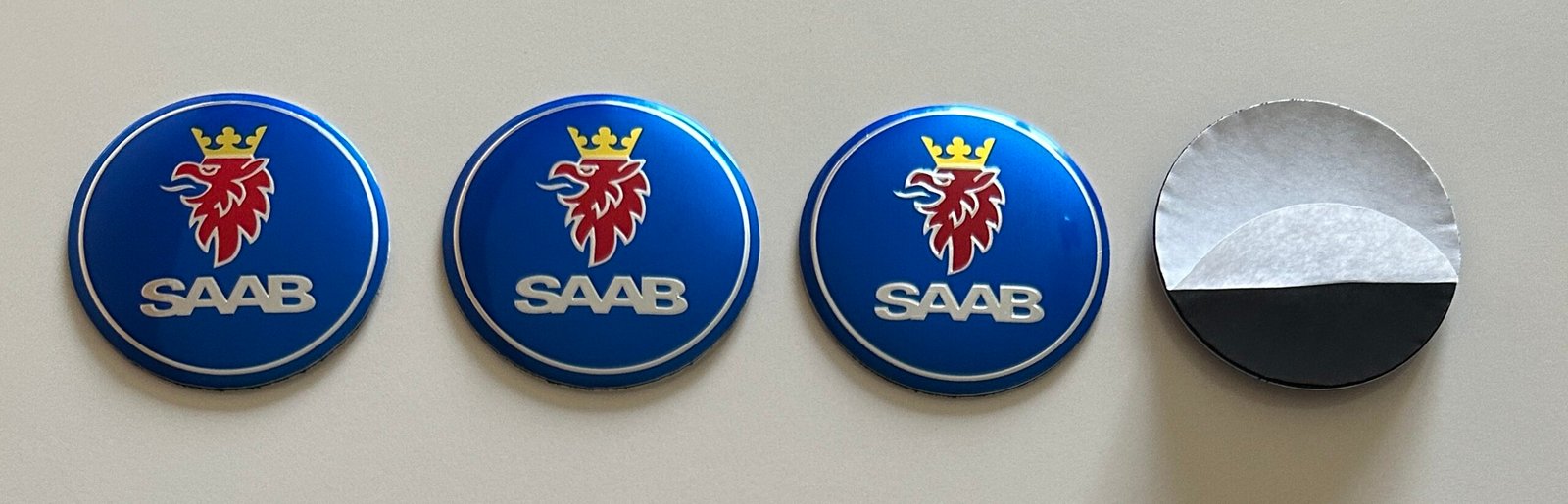 4 pcs (Set) 56mm - 2.20inch Blue SAAB Wheel Center Hub Caps Stickers - Image 5