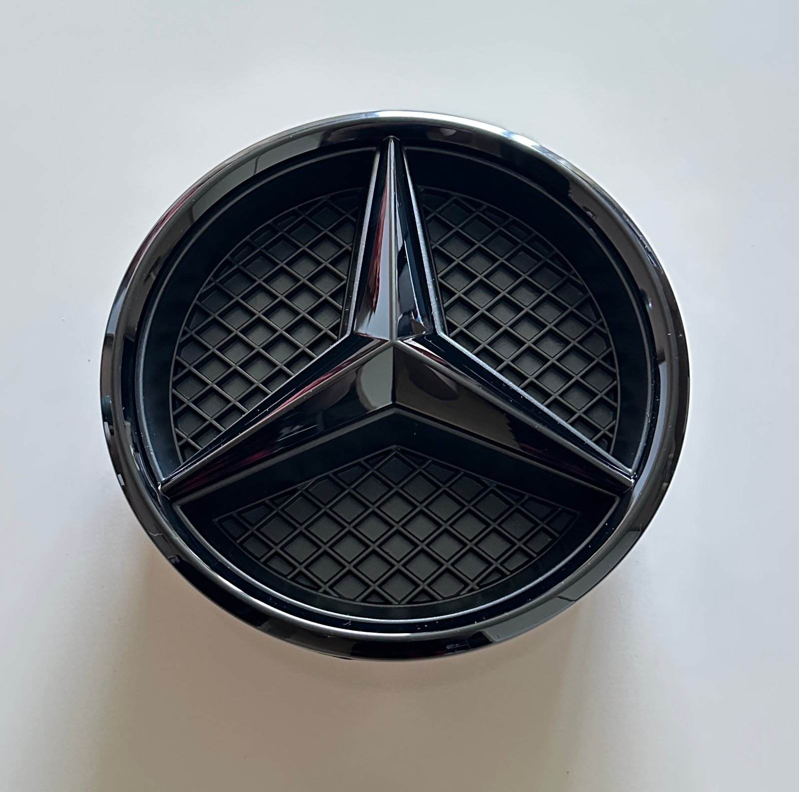 Mercedes Benz W205 Front Grill Emblem Badge – 185mm - 7.28inch Gloss Black Star – Fits 2014-2018 C-Class (A0008880060) – OEM Style Replacement