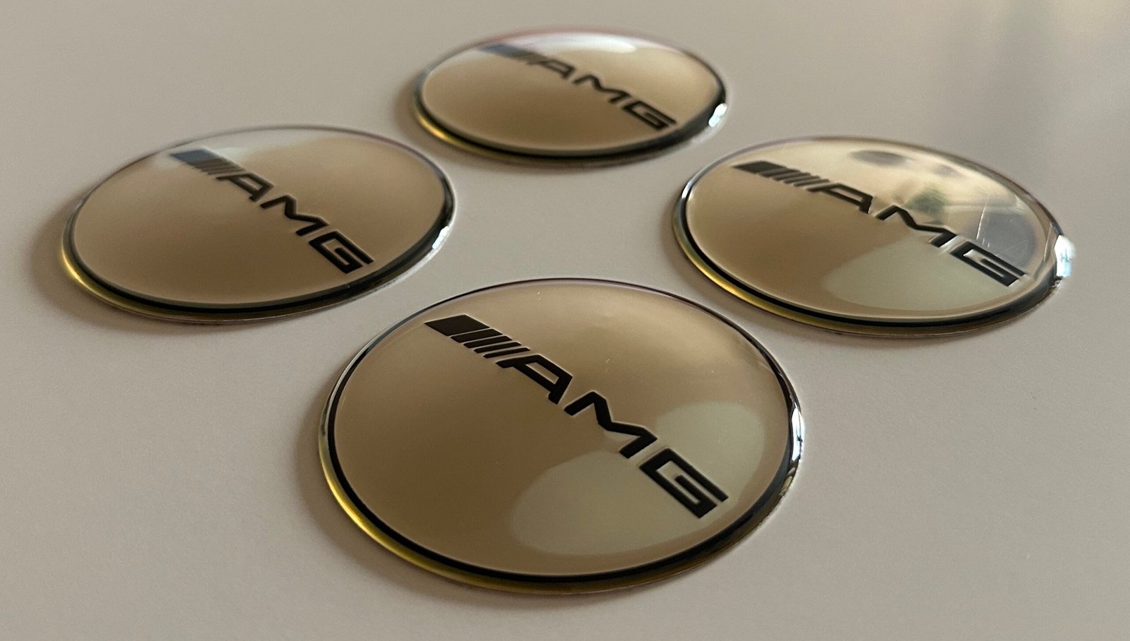 4 pcs (Set) 65mm - 2.56inch Silver AMG Wheel Center Hub Caps Stickers - Image 3