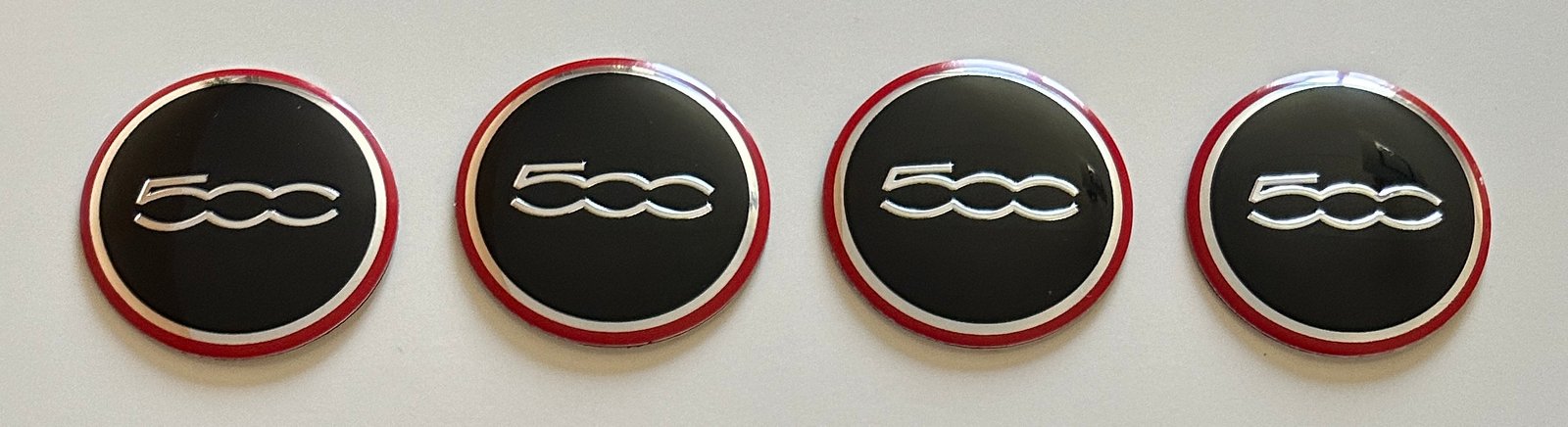 4 pcs (Set) 56mm - 2.20inch Black & Red Fiat 500 Wheel Center Hub Caps Stickers - Image 4