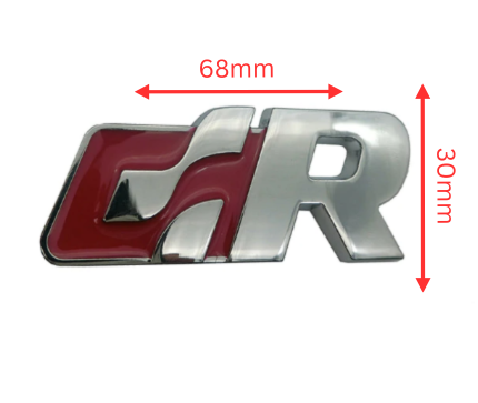 1 pcs Silver & Red Volkswagen GR Emblem Sticker Metal - Image 2