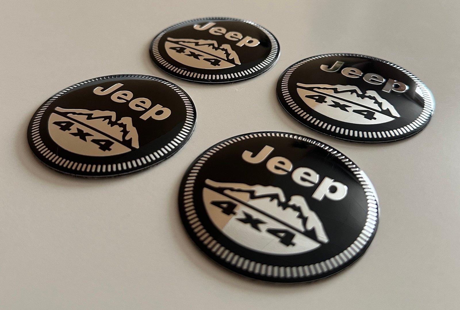 4 pcs (Set) 56mm - 2.20inch Black Jeep 4x4 Wheel Center Hub Caps Stickers - Image 3