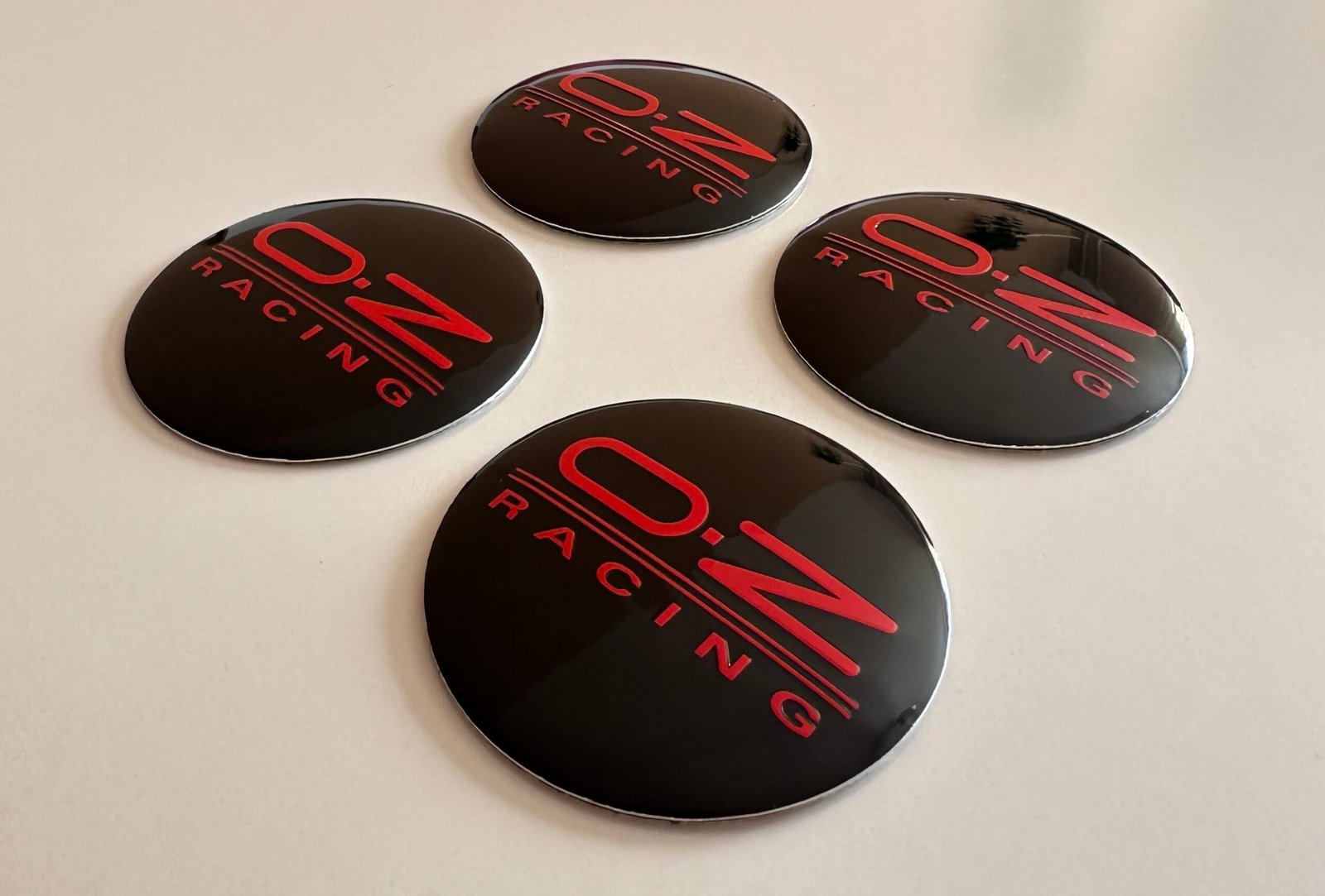 4 pcs (Set) 56mm - 2.20inch Black & Red OZ Racing Wheel Center Hub Caps Stickers - Image 3