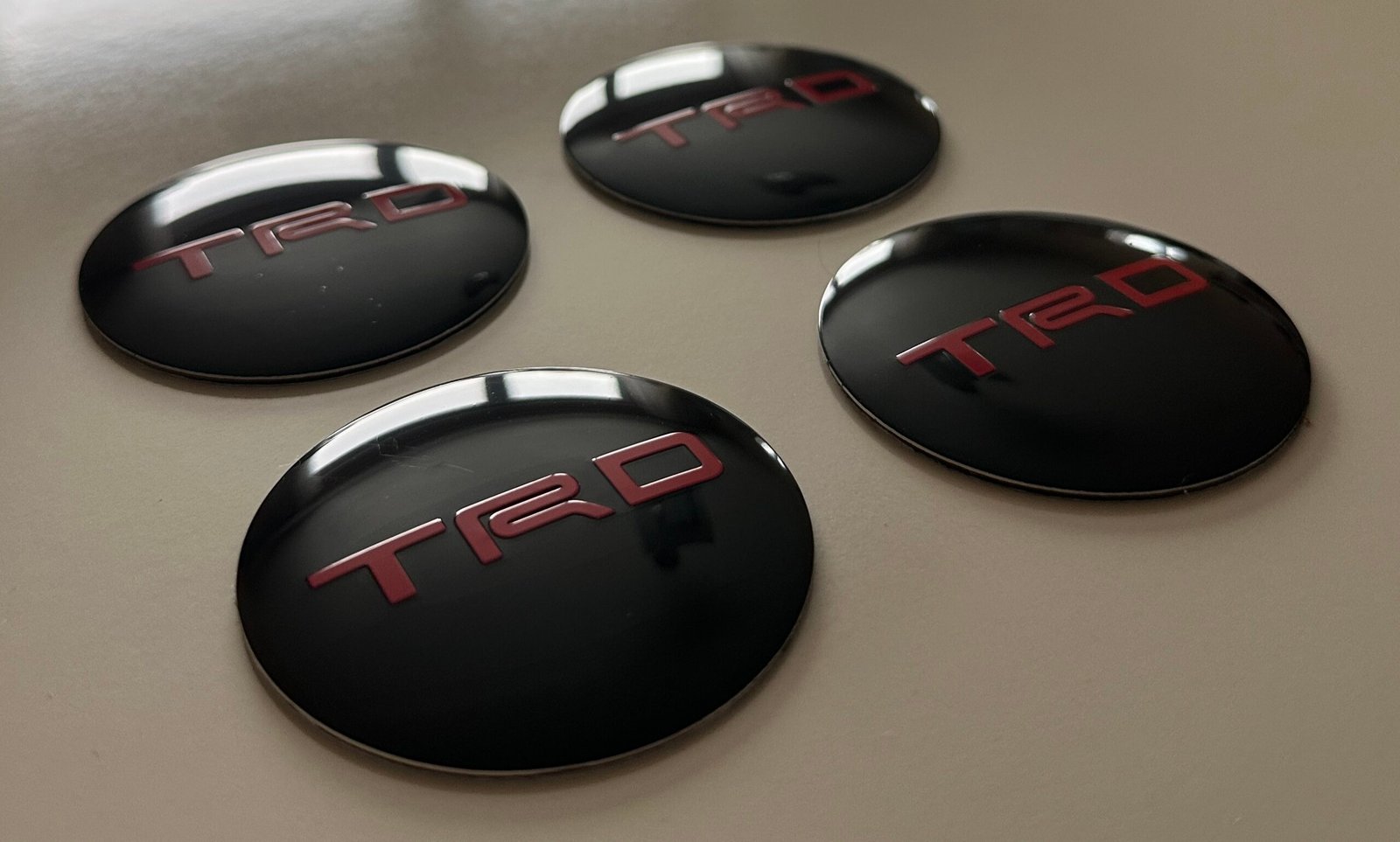 4 pcs (Set) 56mm - 2.20inch Black & Red Toyota TRD Wheel Center Hub Caps Stickers - Image 2