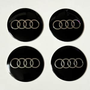 4 pcs (Set) 56mm - 2.20inch Black Audi Wheel Center Hub Caps Stickers