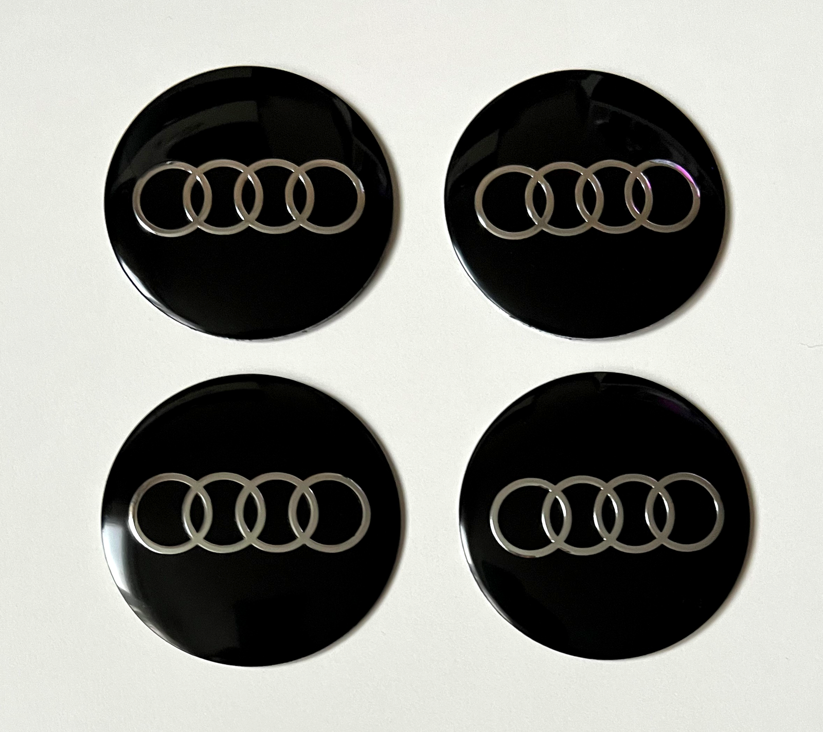 4 pcs (Set) 56mm - 2.20inch Black Audi Wheel Center Hub Caps Stickers