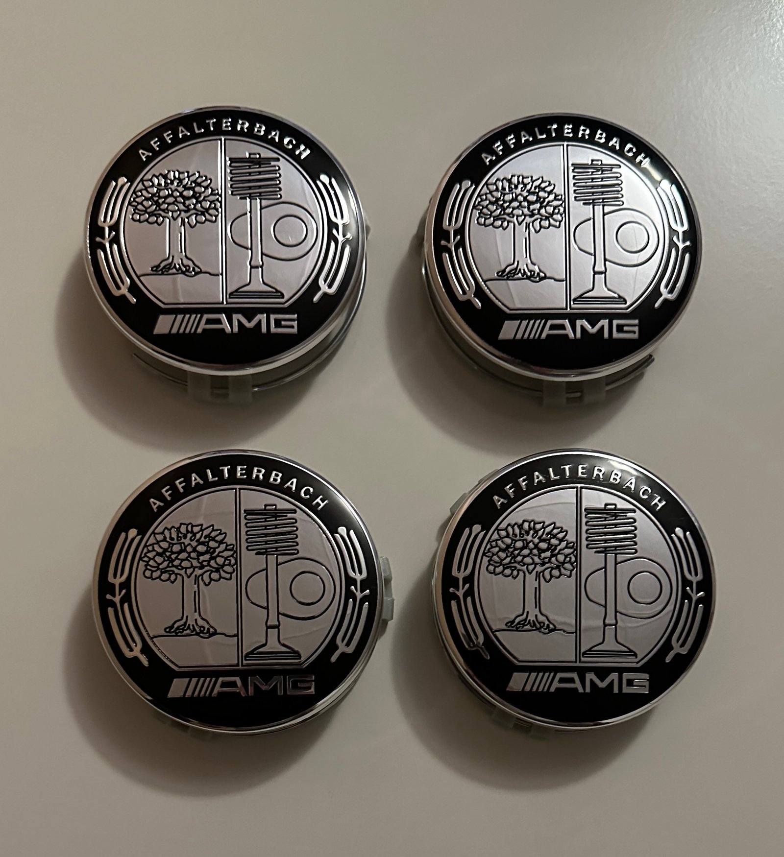 4 pcs (Set) 75mm - 2.95inch Silver AMG Affalterbach Wheel Center Hub Caps