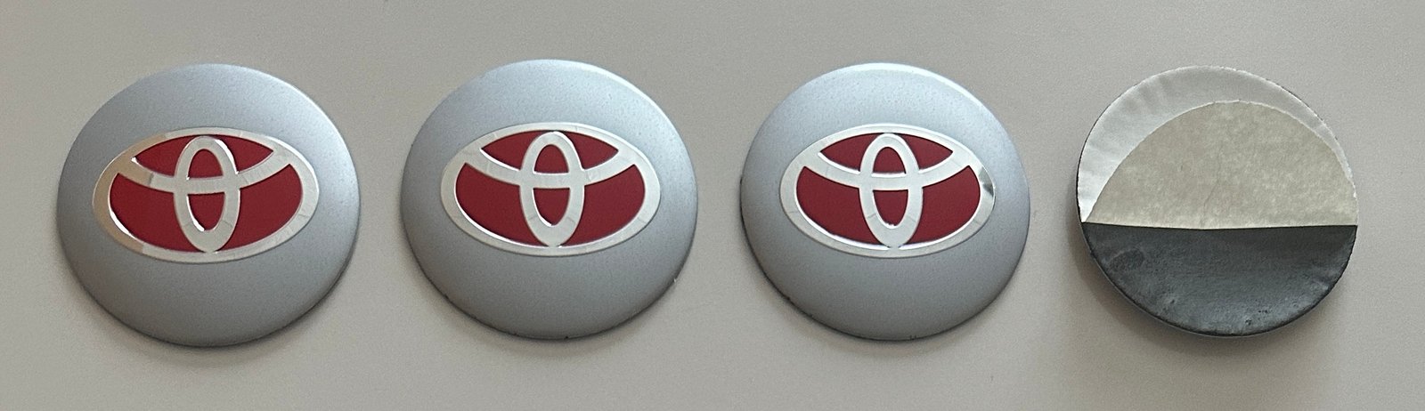 4 pcs (Set) 56mm - 2.20inch Silver & Red Toyota Wheel Center Hub Caps Stickers - Image 5
