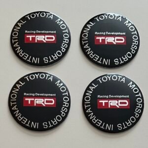 4 pcs (Set) 56mm - 2.20inch Black Toyota TRD Wheel Center Hub Caps Stickers
