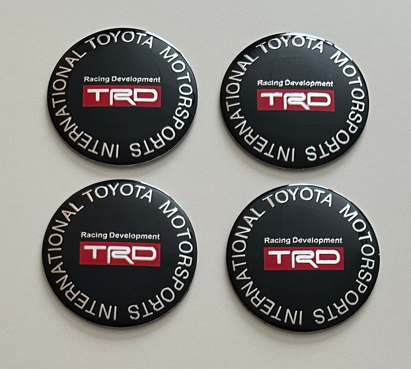 4 pcs (Set) 56mm - 2.20inch Black Toyota TRD Wheel Center Hub Caps Stickers