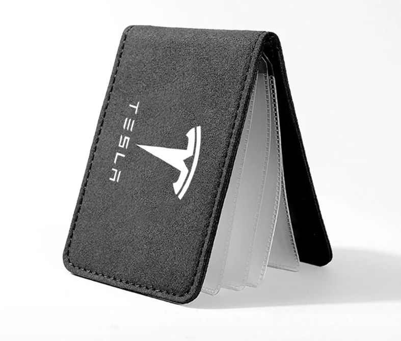 1 pcs Black Suede Car Document Storage Wallet – Tesla Model 3/X/S/Y Logo Wallet, ID Card & Driver’s License Holder, Organizer Bag - Image 3
