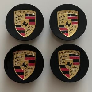 4 pcs (Set) 76mm - 2.99inch Black Porsche Wheel Center Hub Caps