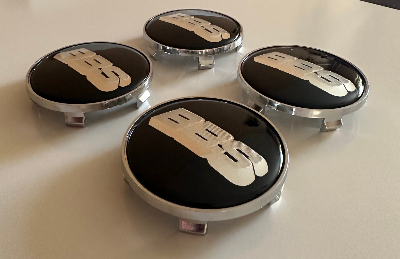4 pcs (Set) 68mm - 2.68inch Black & Silver BBS Wheel Center Hub Caps - Image 3