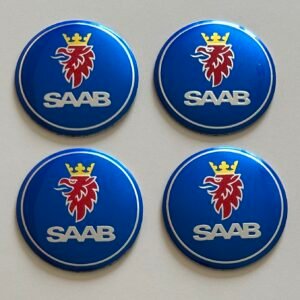 4 pcs (Set) 56mm - 2.20inch Blue SAAB Wheel Center Hub Caps Stickers