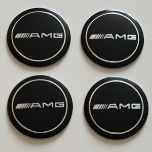 4 pcs (Set) 56mm - 2.20inch Black AMG Wheel Center Hub Caps Stickers