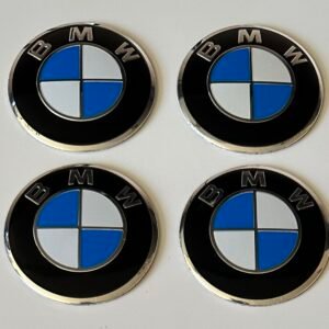 4 pcs (Set) 56mm - 2.20inch Blue & White BMW Wheel Center Hub Caps Stickers