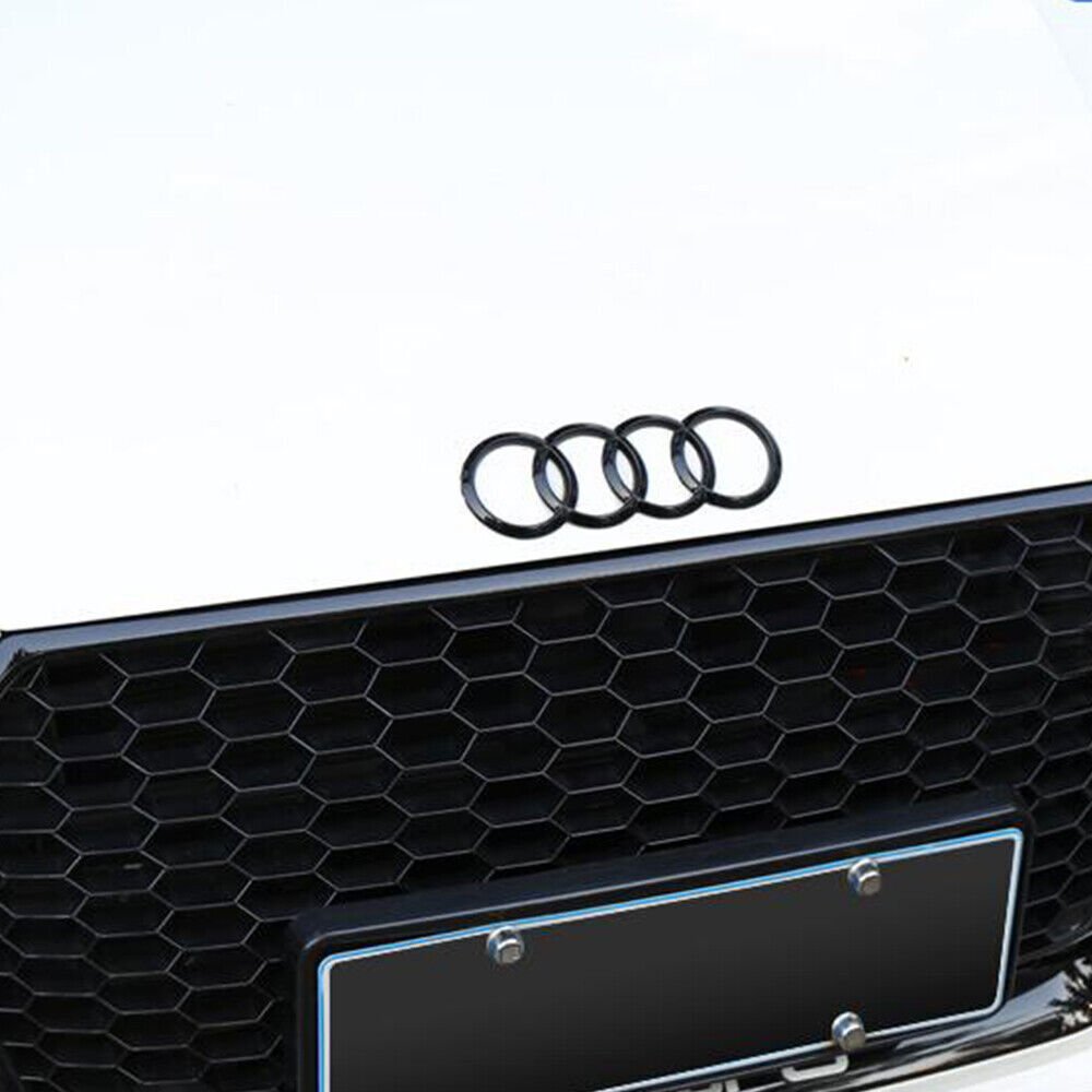 1 pcs Glossy Black Audi Front Rings Grille Emblem With Clips - Image 2