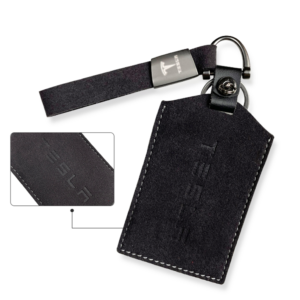 1 pcs High-Quality Black Suede Leather Key Card Holder Case for Tesla