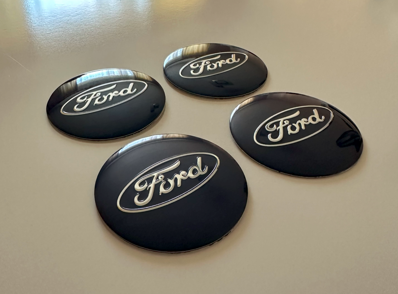 4 pcs (Set) 56mm - 2.20inch Dark Blue Ford Wheel Center Hub Caps Stickers - Image 2