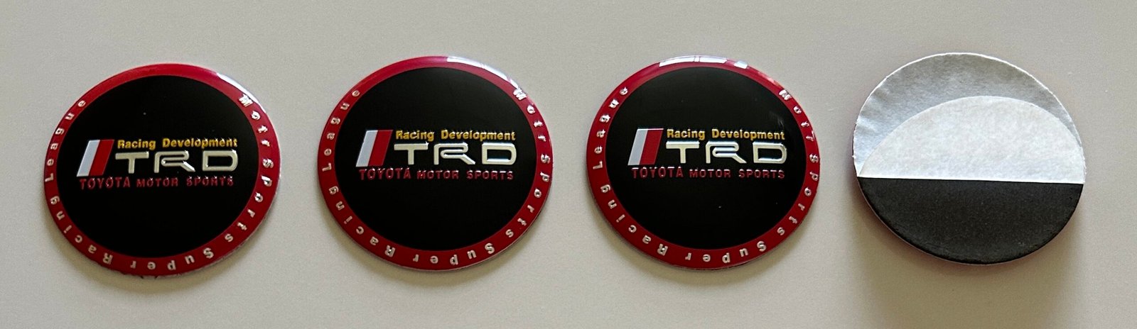 4 pcs (Set) 56mm - 2.20inch Black & Red Toyota TRD Motor Sports Wheel Center Hub Caps Stickers - Image 5