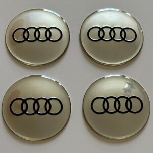 4 pcs (Set) 65mm - 2.56inch Silver Audi Wheel Center Hub Caps Stickers