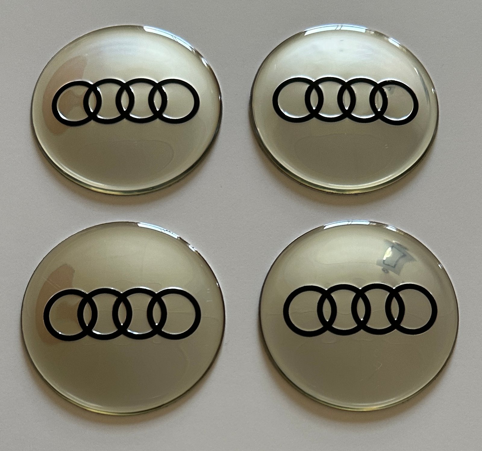 4 pcs (Set) 65mm - 2.56inch Silver Audi Wheel Center Hub Caps Stickers