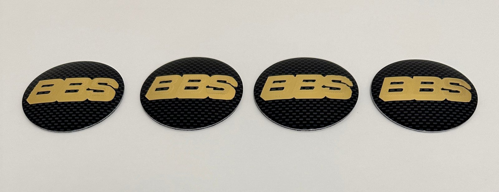4 pcs (Set) 56mm - 2.20inch Carbon Black & Gold BBS Wheel Center Hub Caps Stickers NOT EPOXY - Image 4
