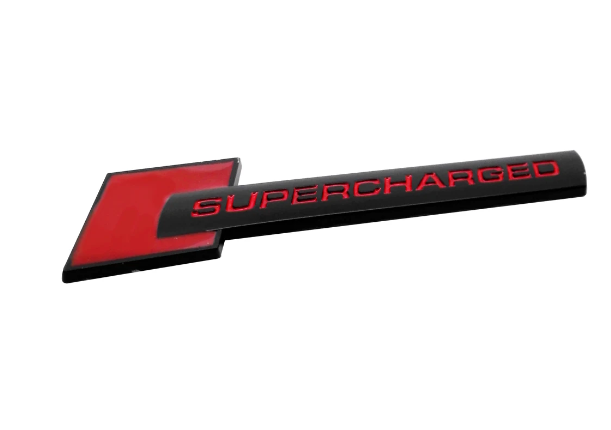 1 pcs Black & Red Audi Supercharged Emblem Sticker Metal