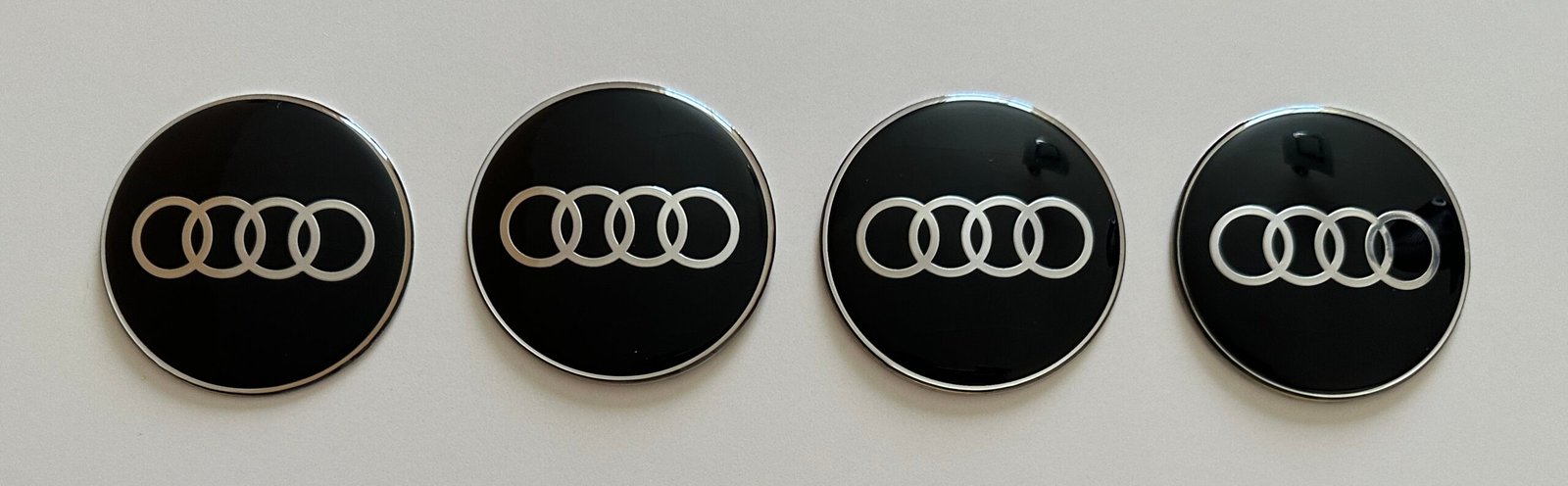 4 pcs (Set) 65mm - 2.56inch Black Audi Wheel Center Hub Caps Stickers with Outer Ring - Image 4