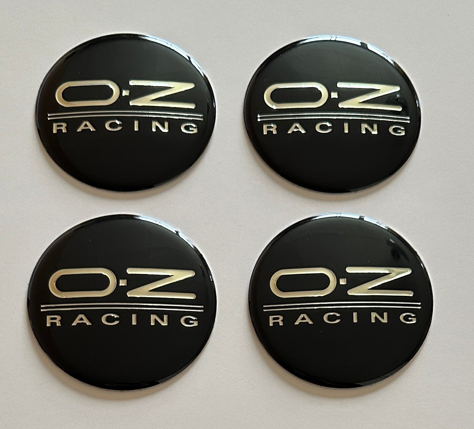 4 pcs (Set) 65mm - 2.56inch Black OZ Racing Wheel Center Hub Caps Stickers