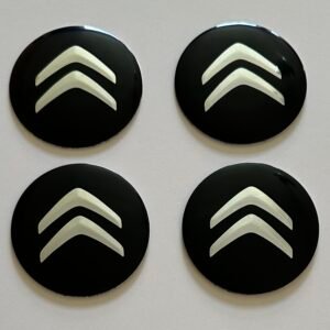4 pcs (Set) 56mm - 2.20inch Black Citroen Wheel Center Hub Caps Stickers