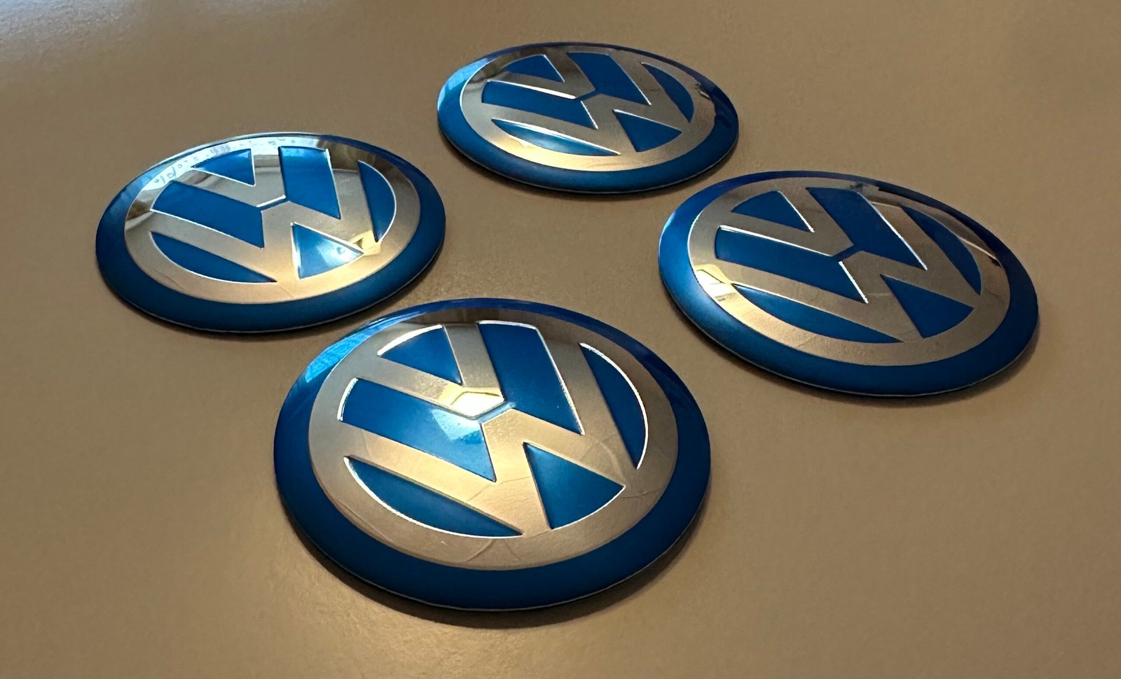 4 pcs (Set) 60mm - 2.36inch Blue Volkswagen Wheel Center Hub Caps Stickers - Image 2