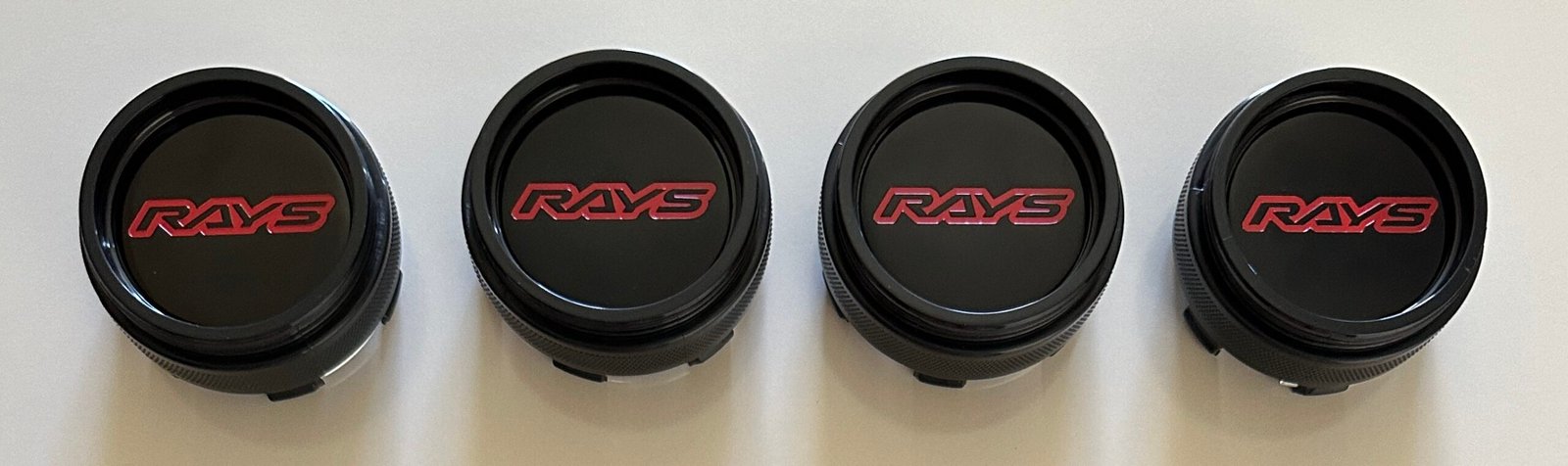 4 pcs (Set) 65mm - 2.56inch Black & Red RAYS Wheel Center Hub Caps - Image 4